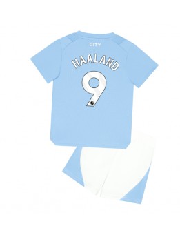 Manchester City Erling Haaland #9 Heimtrikotsatz für Kinder 2023-24 Kurzarm (+ Kurze Hosen)